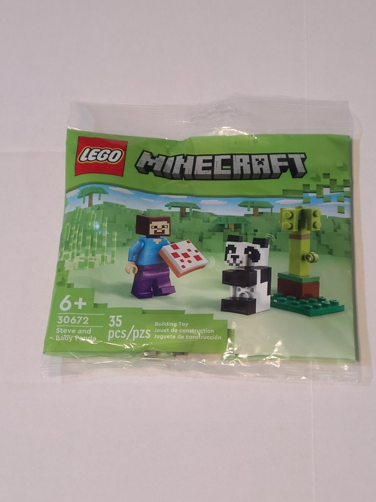 LEGO Minecraft Set with Steve and Baby Panda NWOT Ages 6+ 35 Pieces 30672