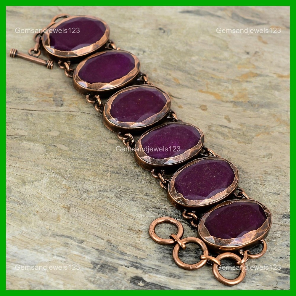 Kashmir Ruby Copper Electroformed Chain Bracelet - Mother's Day Special Gift for Wife  -image