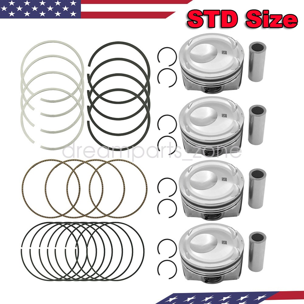 4X STD Piston & Rings kit For 2015-2019 Ford Focus Mustang Lincoln MKC 2.3L