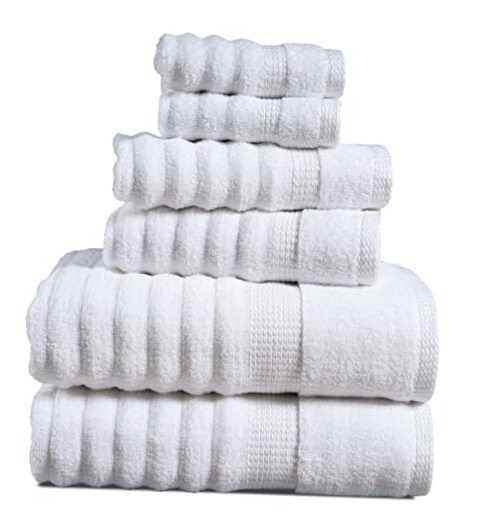 Soft White 6-Piece 100% Cotton Bath Towel Set - Plush & Absorbent