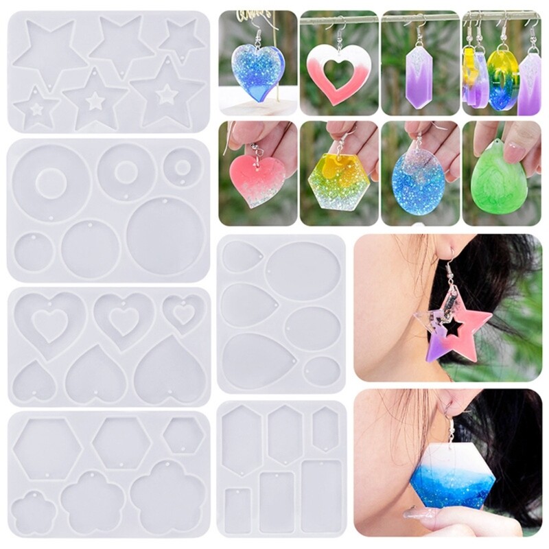 Multiple Styles Earrings Silicone Mold Resin Keychain Pendant Mold for DIY Craft