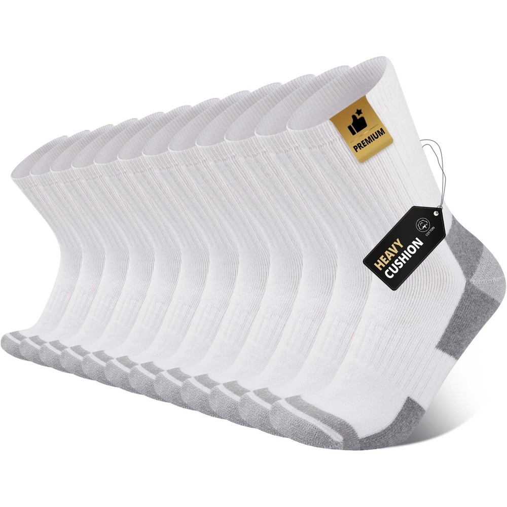Men's Cotton Cushion Crew Socks Athletic Running Moisture Wicking Thick Heavy...