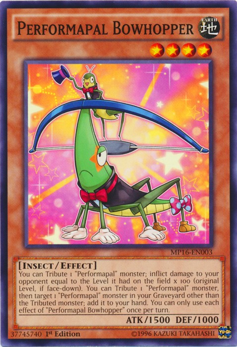 Performapal Bowhopper - MP16-EN003 - Common - 1st Edition - Lightly Played