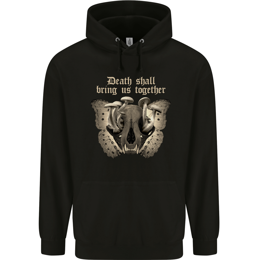 Death Together Butterfly Skull Mushrooms Mens 80% Cotton Hoodie