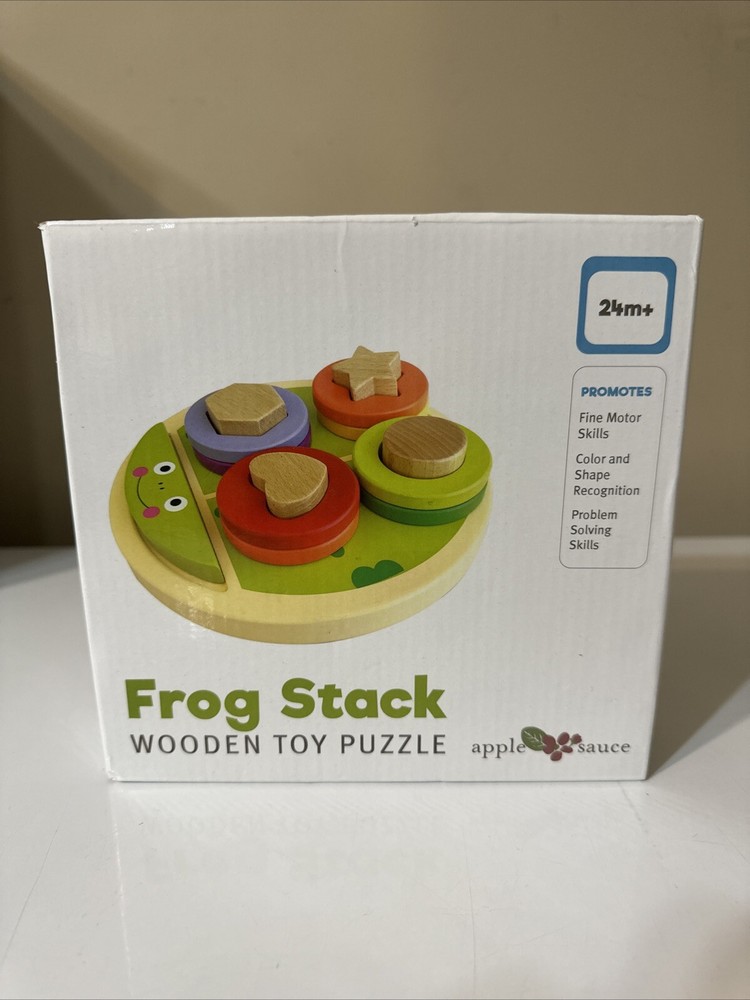 Frog Stack Wooden Toy Puzzle by Applesauce