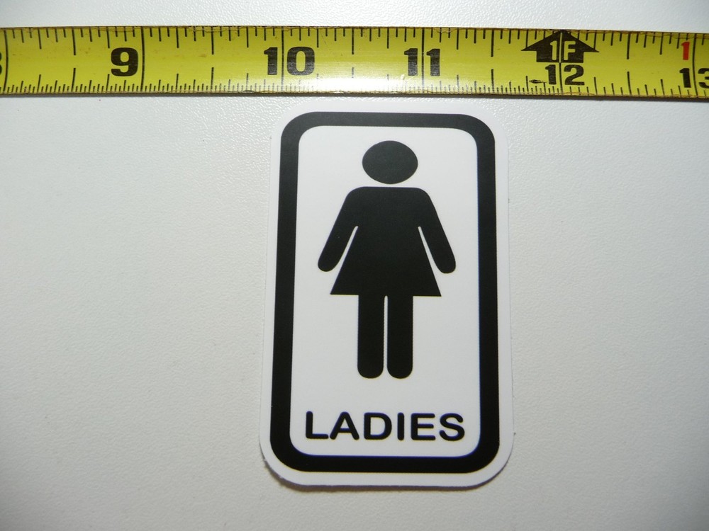 LADIES ROOM RESTROOM BATHROOM DECAL STICKER FUN LITTLE SIGNS