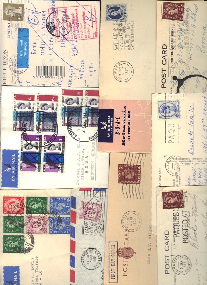 UK GB 1950-60's COLL OF 31 COMM CVRS & CARDS INC FEW FDCS WITH SLOGAN CANCELS &