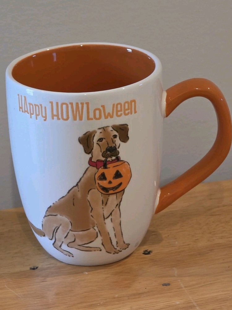 Happy HowLoween Dog Yellow Labrador Retriever Halloween Pumpkin Cup Mug By TAG