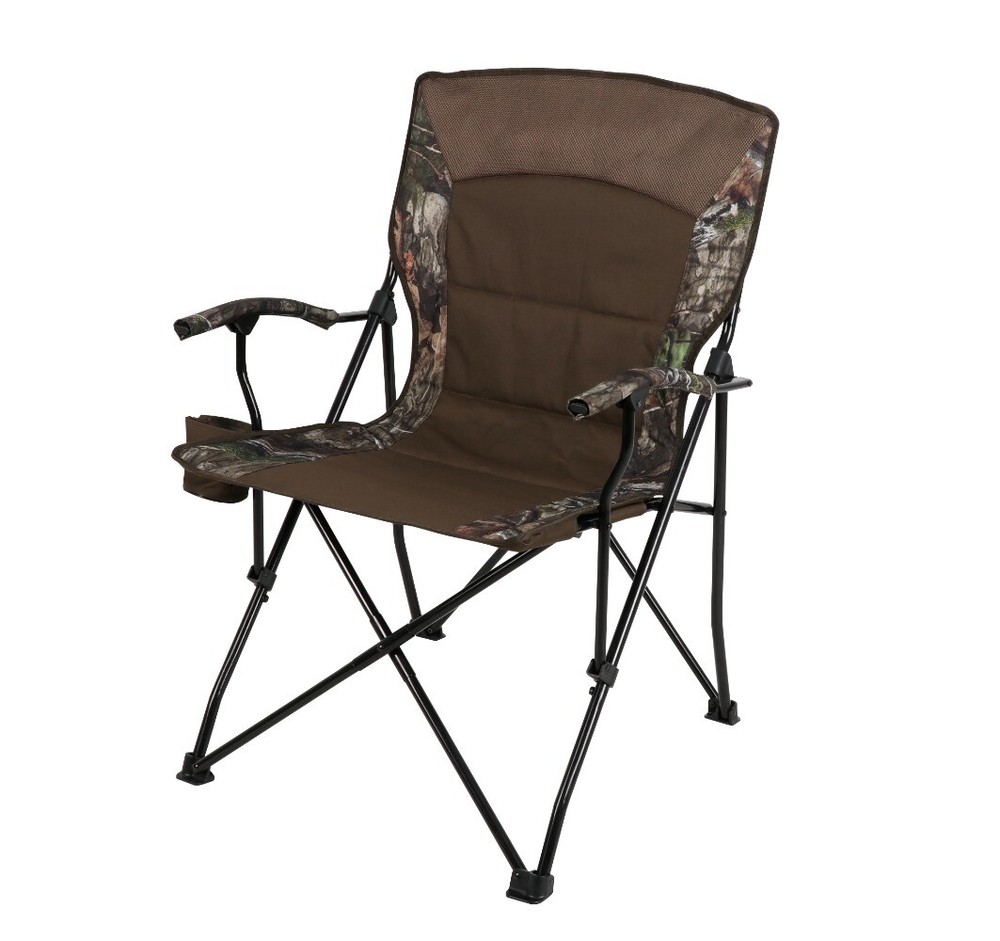 Mossy Oak Camping Chair, Brown, Camo, Adult Collapsible Side cup holder