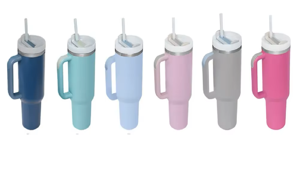40oz Stainless Steel Vacuum Insulated Tumbler With Handle Straw Lid Mug Flask