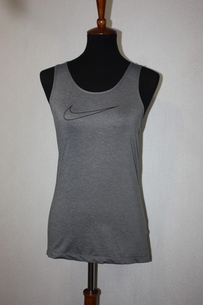 Nike Dri Fit Size S Solid Gray Racer Back Tank Top Perforated Back