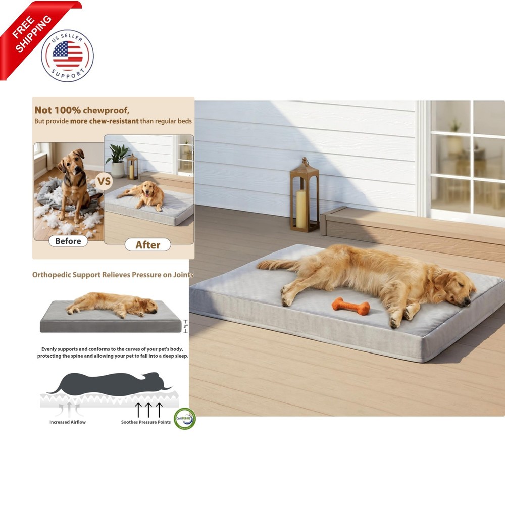 RRPETHOME Indestructible Dog Beds for Large Dogs, Chew Proof Dogs Bed with Or...