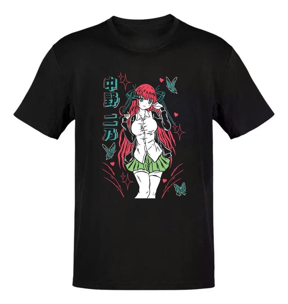 Anime Las Quintillizas Nino Nakano Mariposas Letras T-Shirt Size S - 5XL