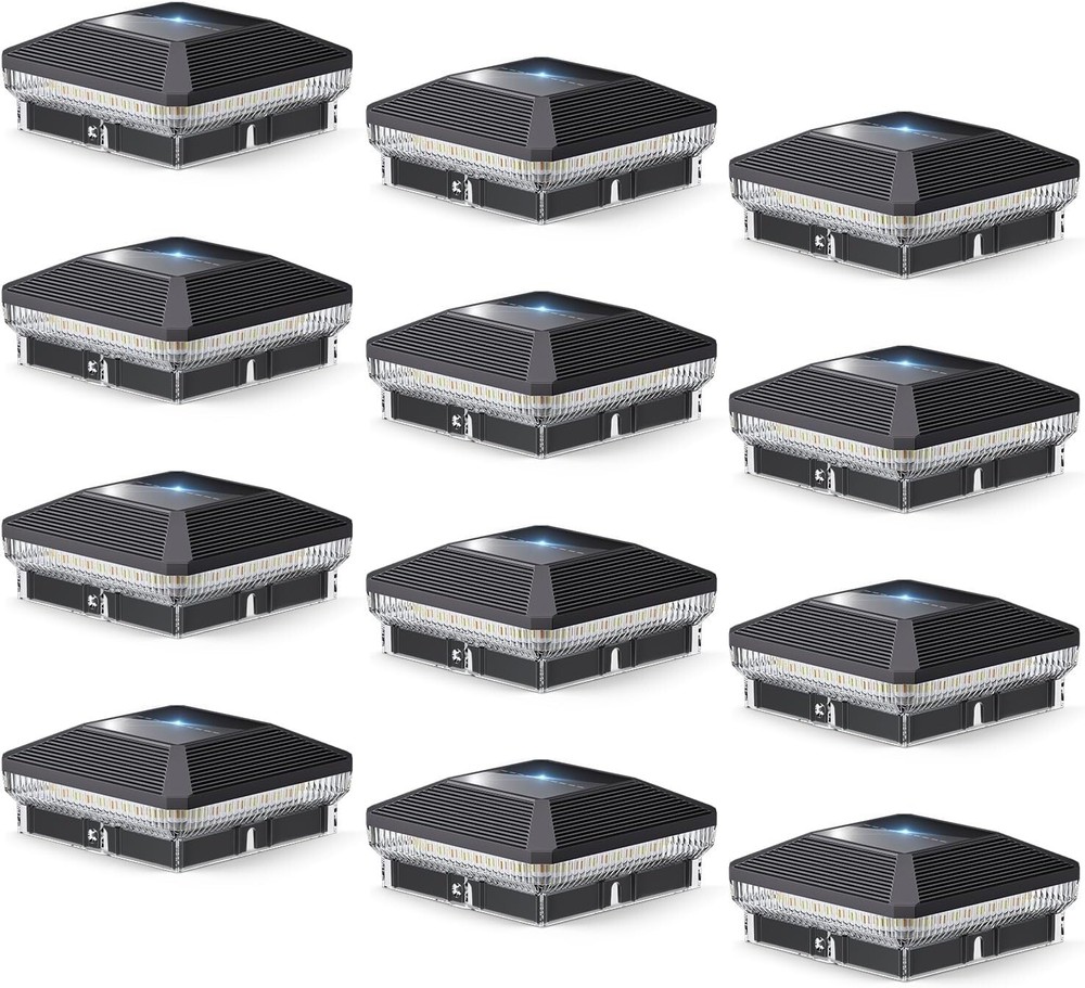 12 Pack 4x4 Solar Fence Lights with 40 LEDs 30 Lumens for Outdoor Posts