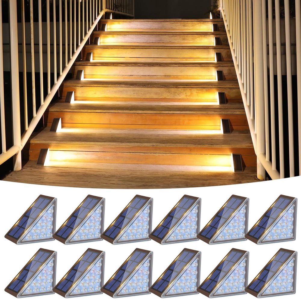 Solar Powered Waterproof LED Step Lights for Outdoor Stairs