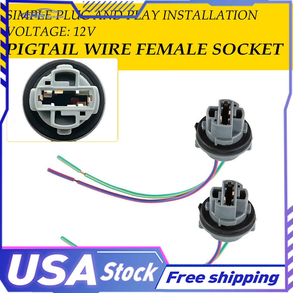 2X 7440 Two Front Harness Turn Signal Light Pigtail Wire Female Socke Universal