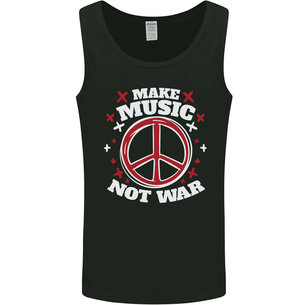 Make Music Not War Peace Hippy Rock Anti-war Mens Vest Tank Top