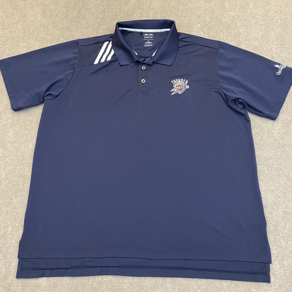 OKLAHOMA CITY THUNDER Polo Shirt Mens Extra Large adidas Blue Short Sleeve NBA