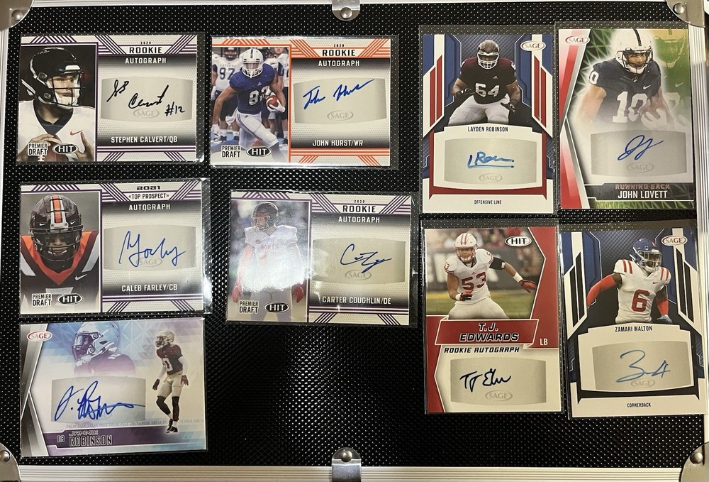 College  Football Lot Of 12 Autograph Cards. Sage,Leaf