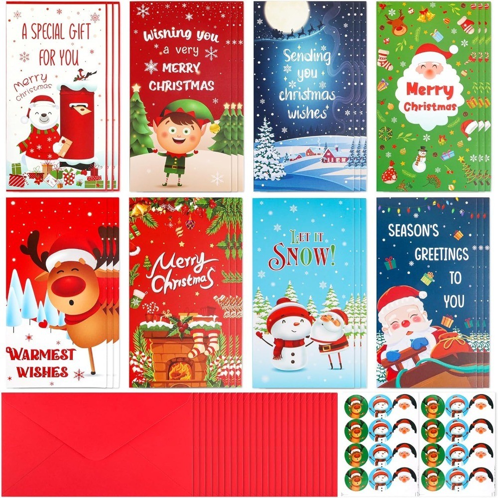 Christmas Money Holders for Cash 24 Pack with Envelopes Holiday Cash Gift Card