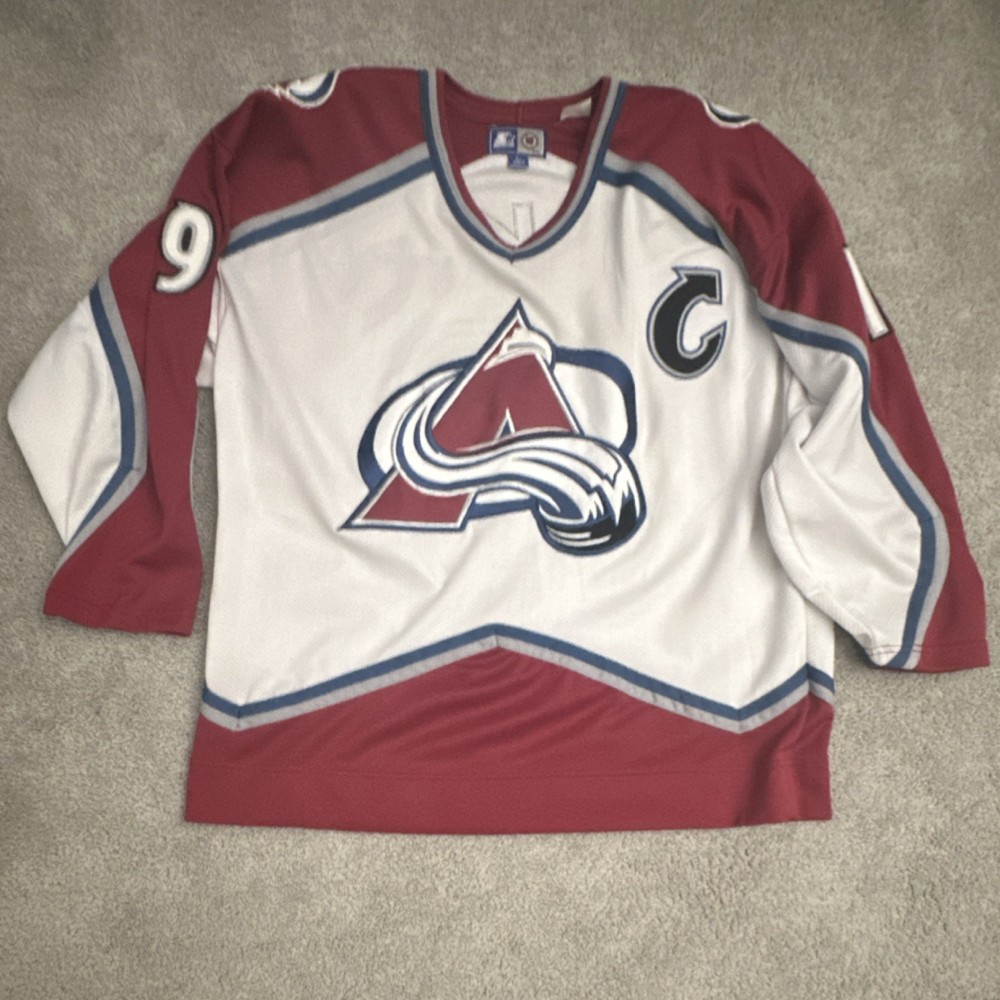 Starter Colorado Avalanche Joe Sakic NHL Hockey Jersey L White Burgundy Blue