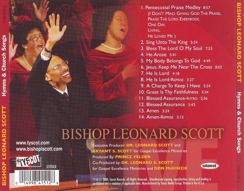 DR. LEONARD SCOTT HYMNS & CHURCH SONGS LIVE FROM ALABAMA NEW CD