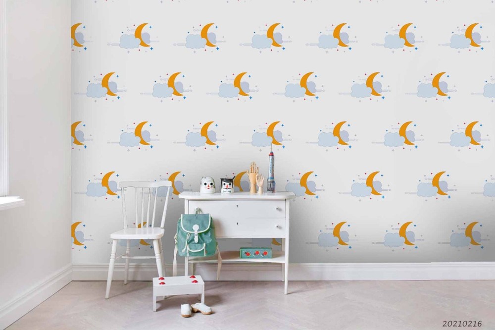 3D Space Moon Clouds Pattern Wall Murals Wallpaper Murals Wall Sticker 7