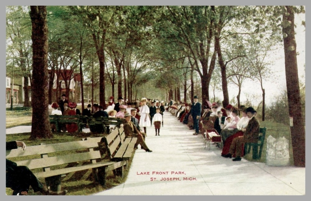 Lake Front Park St. Joseph Michigan MI Street Scene DB c1910 Vintage Postcard