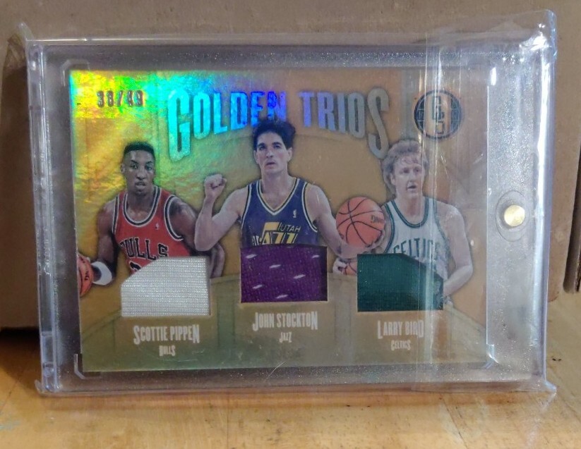 2016-17 Gold Standard Golden Trios Larry Bird/Pippen/Stockton Patch /49