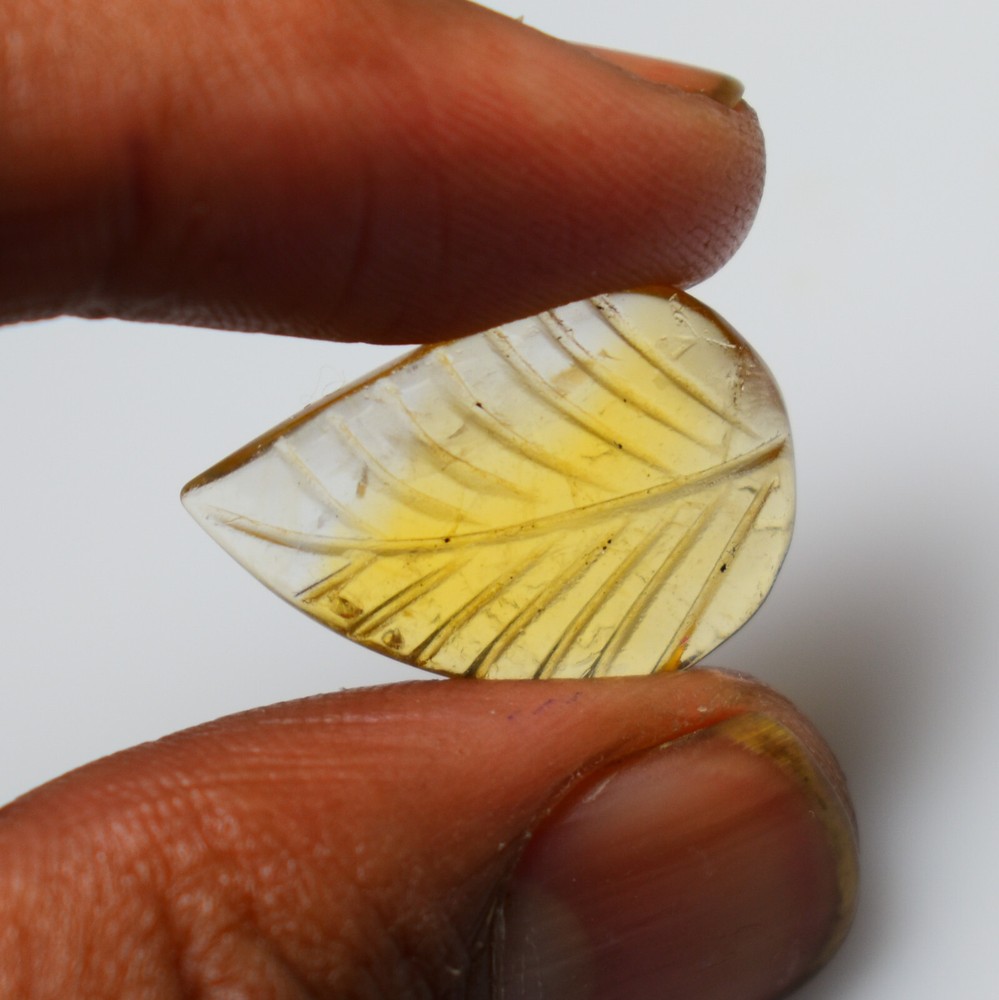 Natural Citrine Carving 9.85 Carats, Natural Citrine Leaf Gemstone For Jewelry