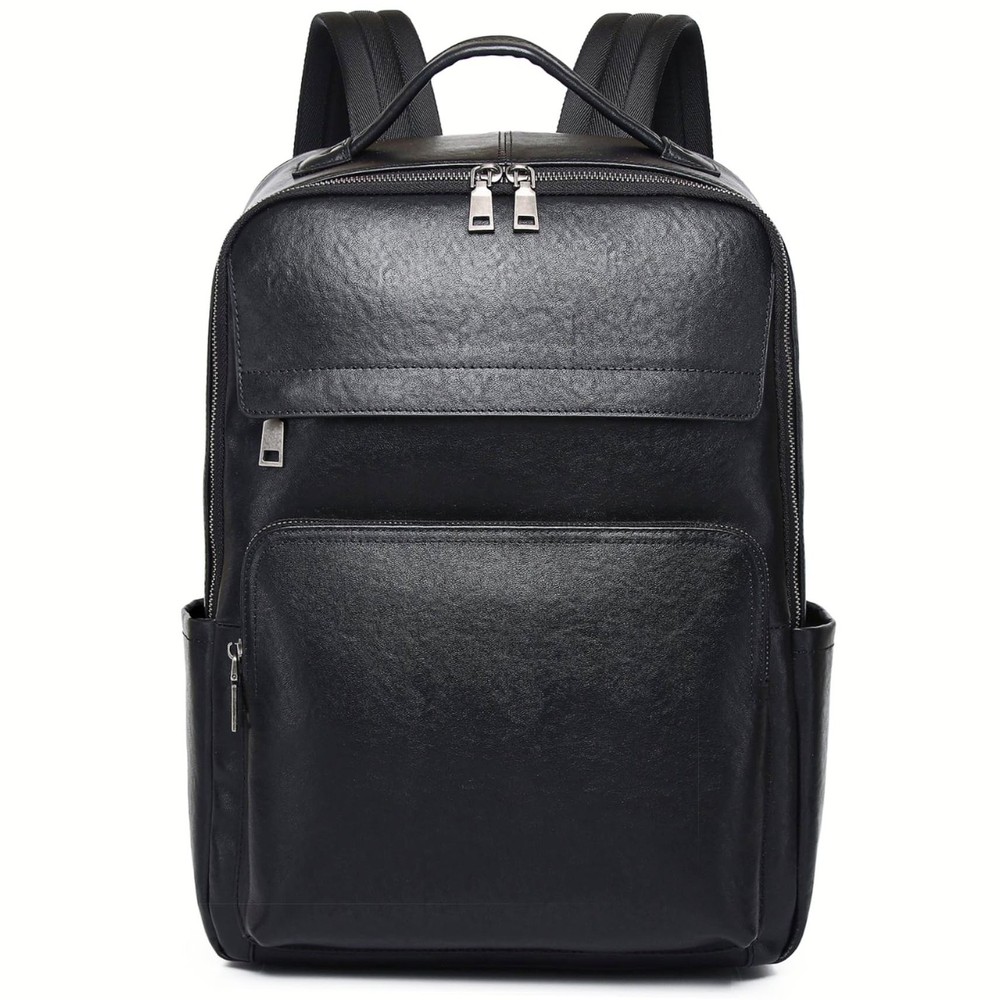 Full Grain Genuine Leather Backpack for Men with 15.6 Inch Laptop Compartment Multi-Functional Design-image