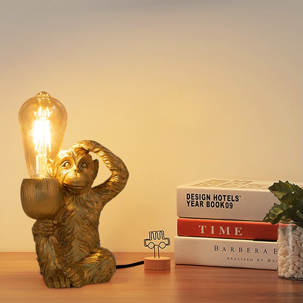 Modern Table Light Gold Monkey Desk Lamp Unique Resin Monkey Lighting Fixture
