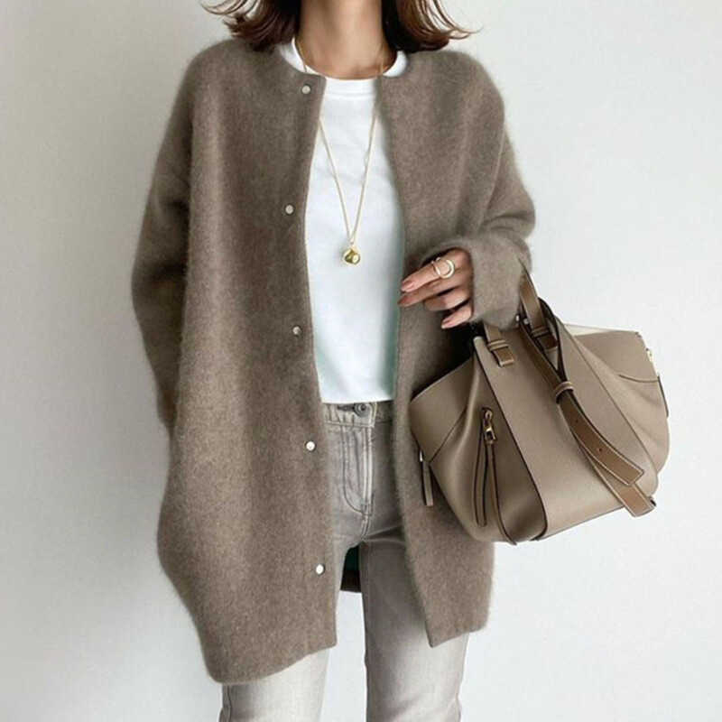 9color Soft Knitted Jacket Slimming Design Loose Woolen Coat Women Warm Cardigan