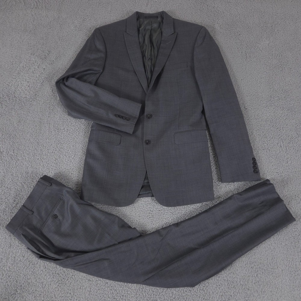 Calvin Klein 2-Piece Suit Mens 42L Pants 36x32 Gray Extreme Slim Fit Blazer Work
