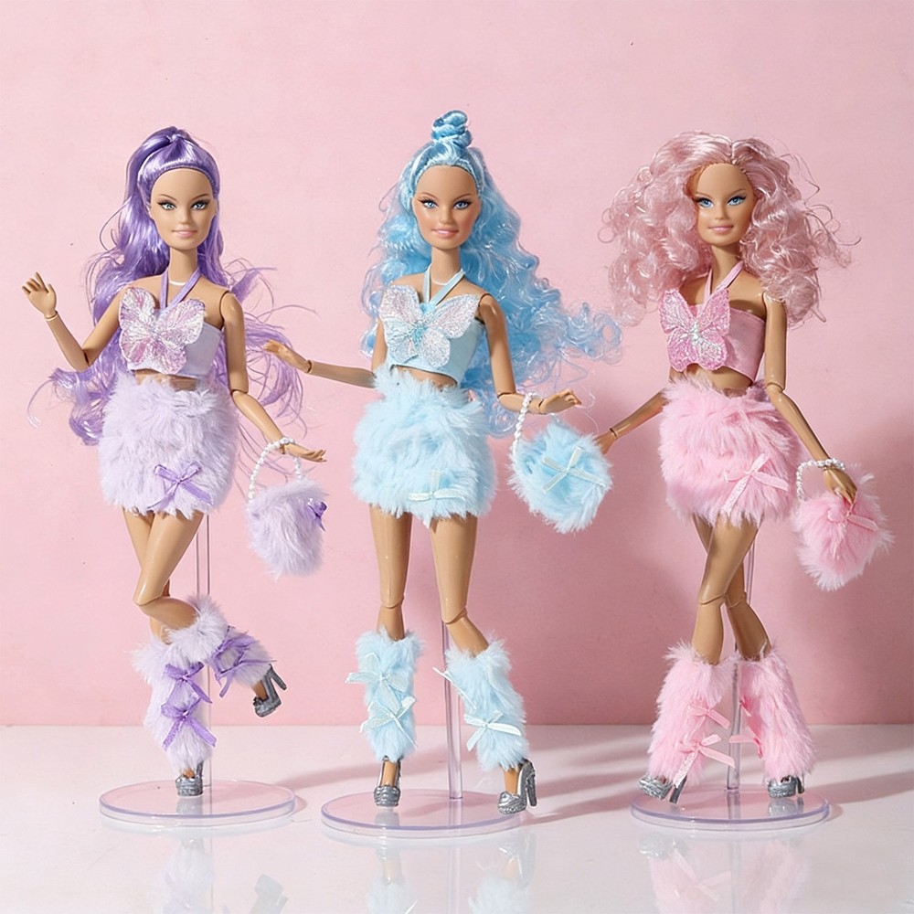 3 pieces Faux Fur Coat Clothes Set For 11.5