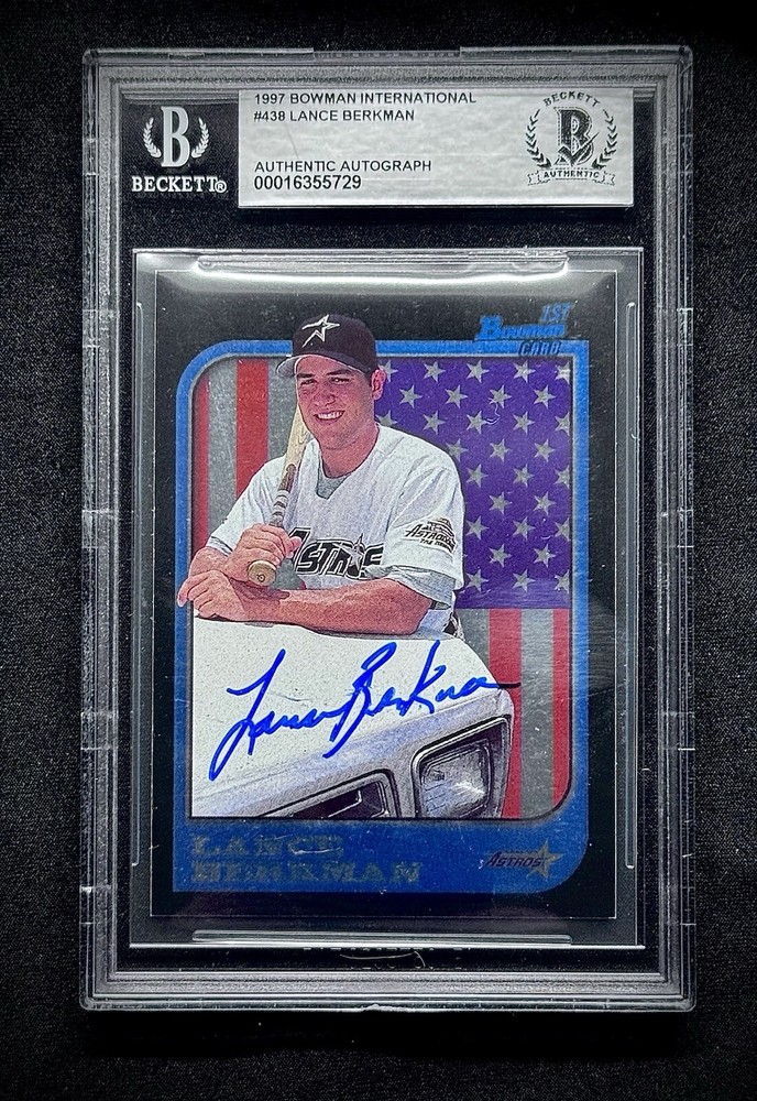 Lance Berkman AUTO 1997 Bowman 1st Year International Beckett AUTHENTICATED RC