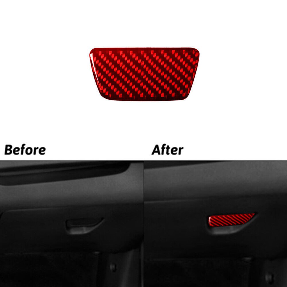 Red Carbon Fiber Interior Glove Box Handle Cover Trim For Ford Fiesta 2011-2015