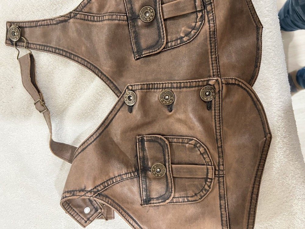 Last Kiss poly vinyl vest (or short shirt/halter) brown size L