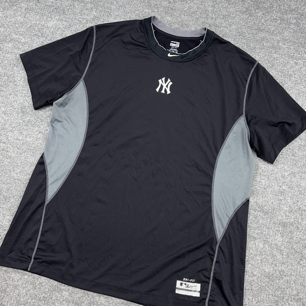 Nike Pro Shirt Men's 3XL Black New York Yankees MLB Baseball Fitted Logo Dri-Fit