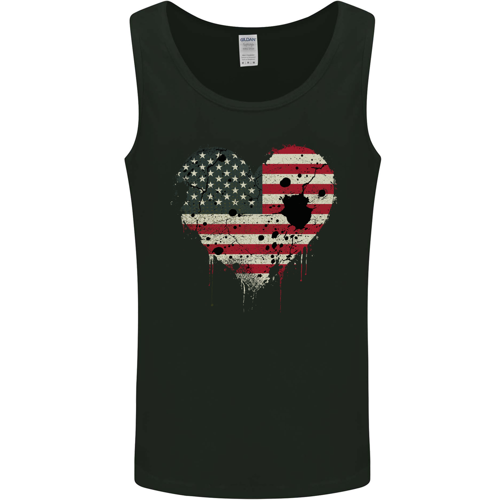 Love USA Flag Independence Day American Mens Vest Tank Top
