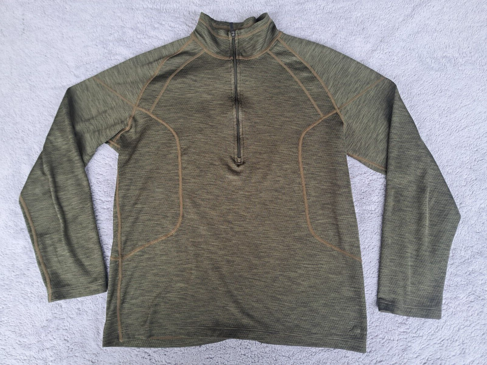 REI Pullover Mens Medium Longsleeve Green Half Zip Hiking Midweight 870149