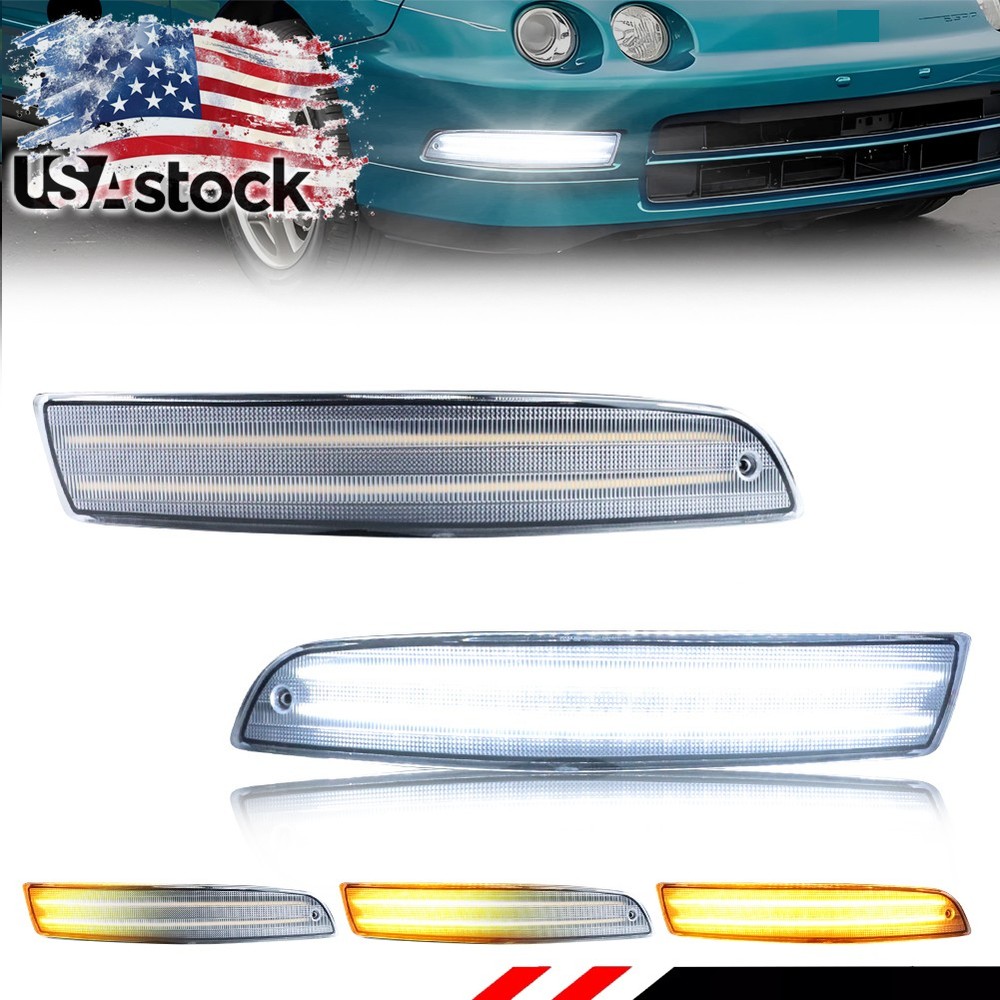 Clear Dynamic LED Front Parking Turn Signal Lights For 1994-1997 Acura Integra
