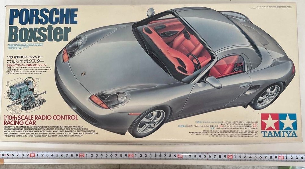 TAMIYA 1/10 RC Porsche Boxster electric radio controlled car kit with detailed assembly