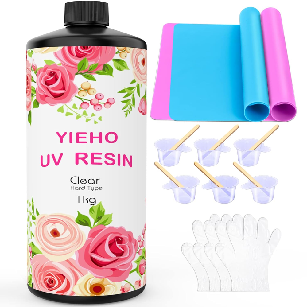 1000G UV Resin -Upgraded Crystal Clear Hard UV Fast Curing Epoxy Resin Supplies