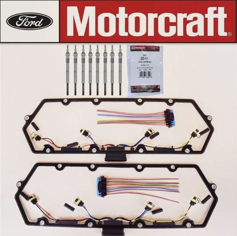 Powerstroke Diesel Valve Cover Gaskets Harness & 8 Glow Plug For 98-03 Ford 7.3L