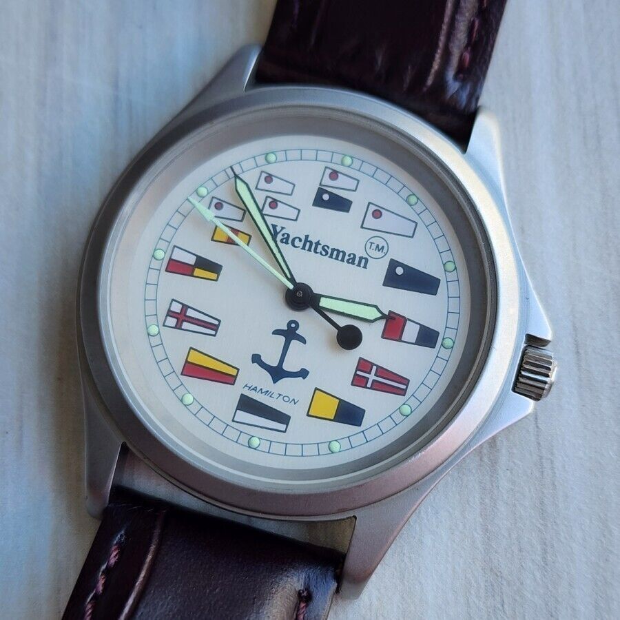 Vintage Swiss-Made Hamilton Yachtsman Quartz Watch with Flags Dial