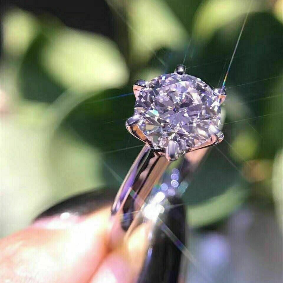 2.70 Ct Treated Round Cut White Diamond Solitaire Ring 925 Silver Certified