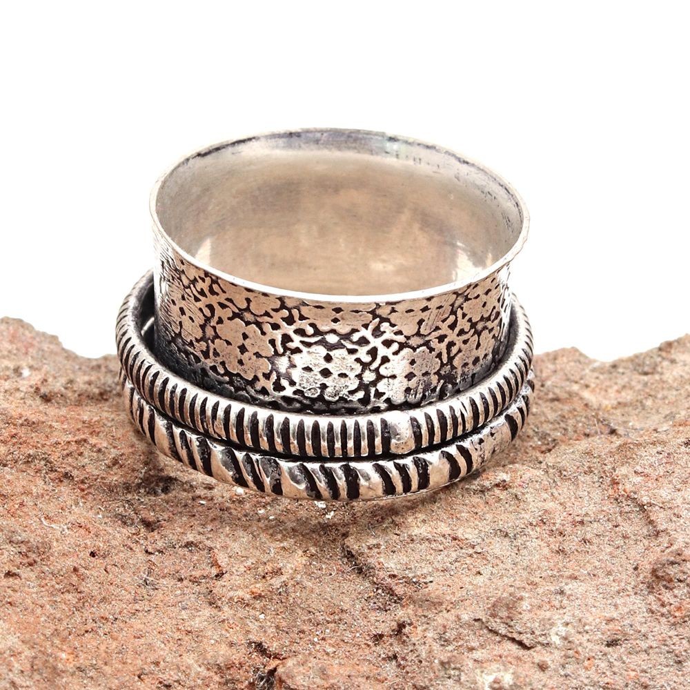 Silver Spinner Ring For Women Four Spinner Ring Fidget Silver Jewelry Ring