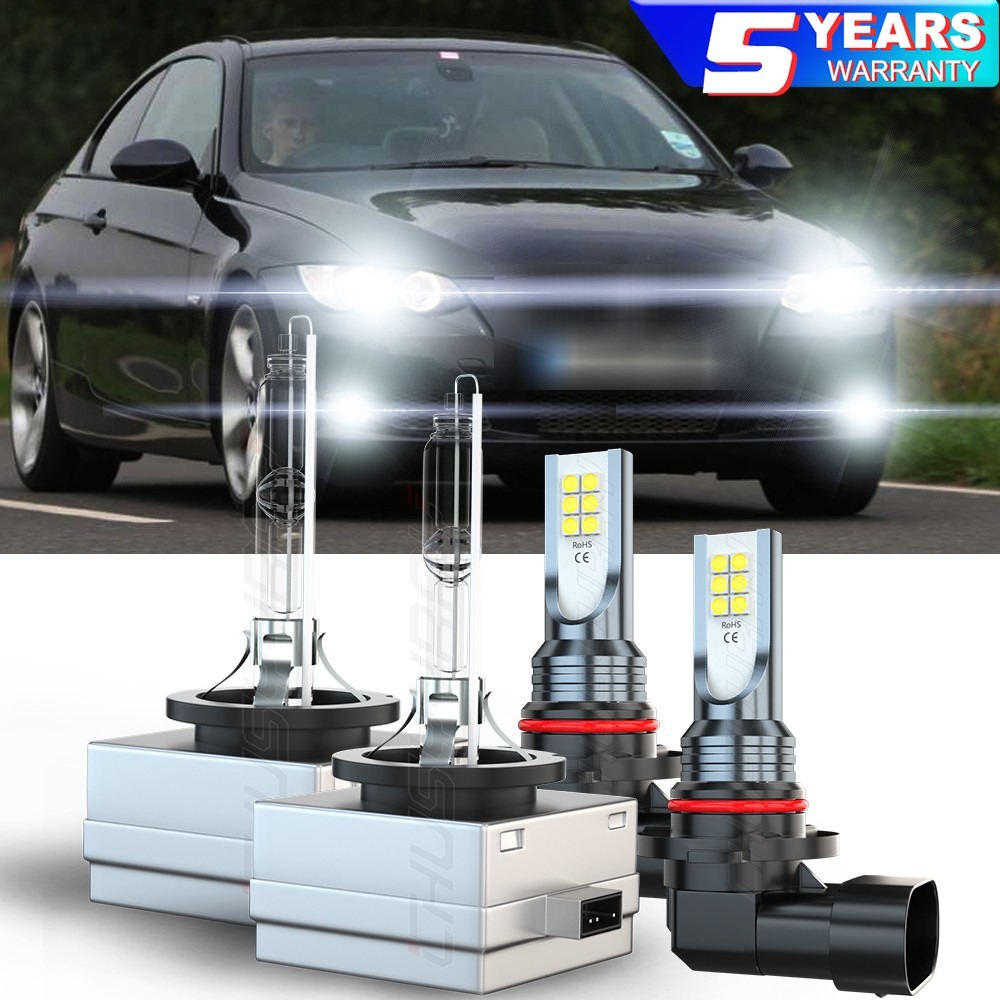 4X D1S 9145 HID Headlight+LED Fog Light Bulbs For 07-10 BMW E92 E93 328i 335i M3