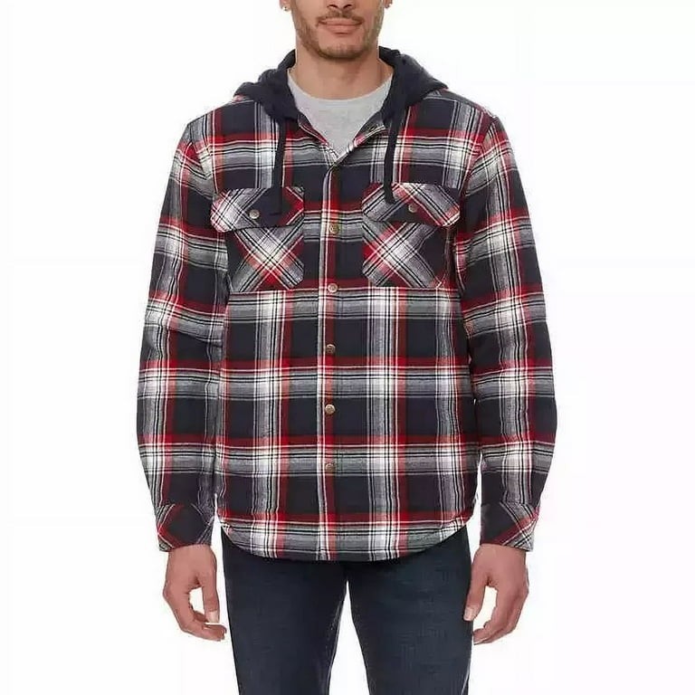 Legendary Outfitters Mens XL Cotton Flannel Hooded Shirt Jacket Plaid Style